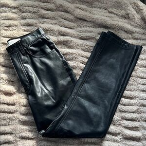 Abercrombie 90s Straight Ultra High Rise Faux Leather Pants Size 26